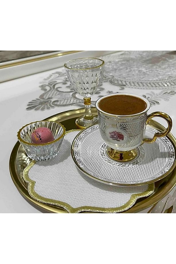Lav El Dekorlu Yerli Kahve Yanı Çeyizlik Hediyelik Set - 2