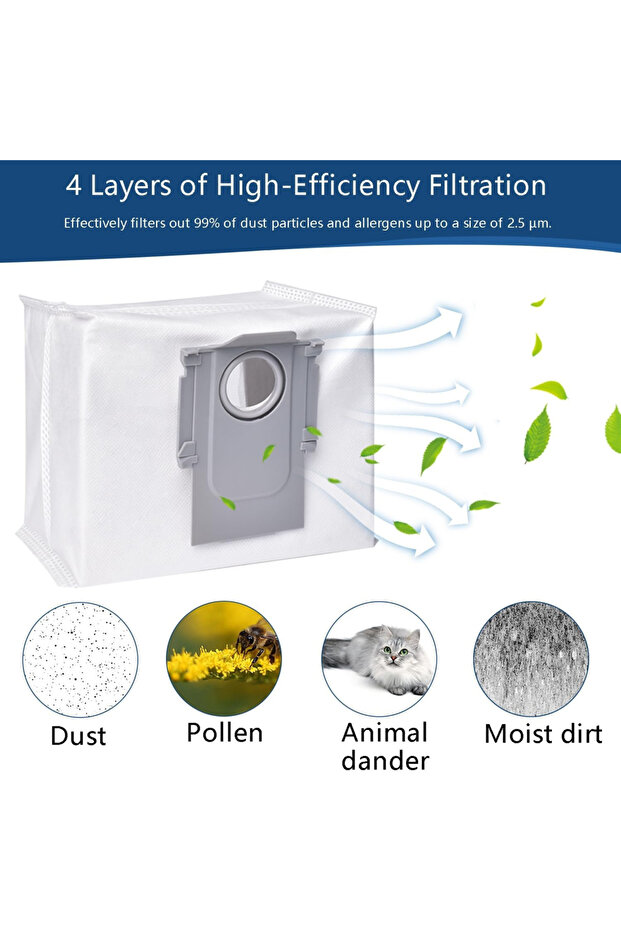 Roborock S8 + S8 Pro Ultra S7 MaxV Ultra S7 Pro Ultra Q7 + Q7 Max + Q5 Uyumlu Toz Torbası-6 Adet - 3