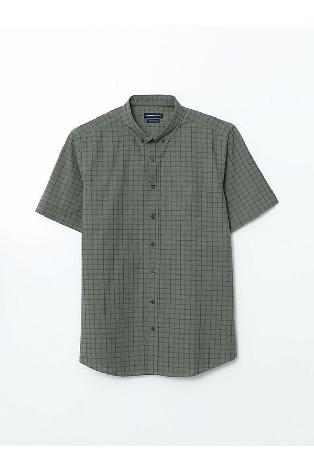 LCWAIKIKI Classic Regular Fit Kısa Kollu Ekose Erkek Gömlek - 1