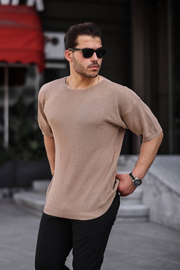 Açma Yaka Oversize Tişört - 3