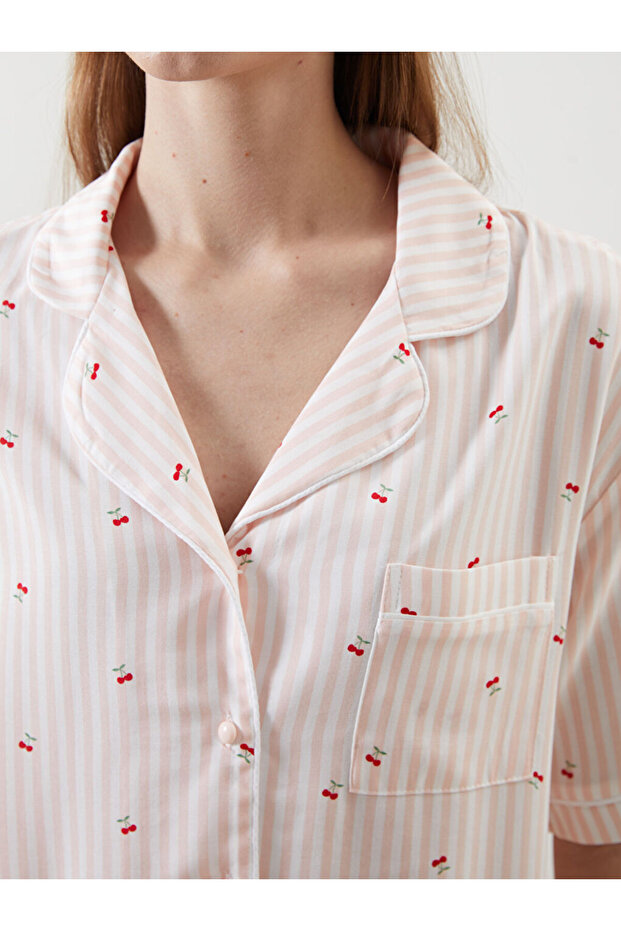 LCW Gömlek Yaka Baskılı Kadın Pijama Takımı Fast Moda - 3