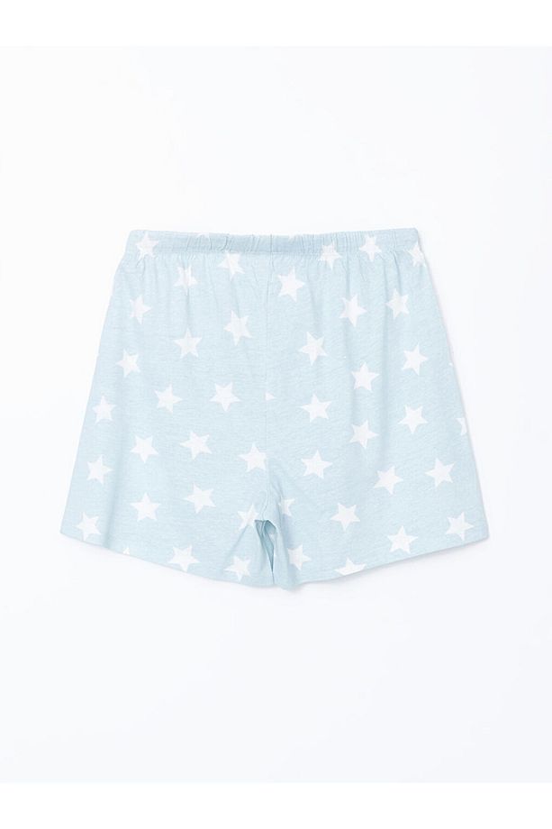 LCW DREAM Mavi Beli Lastikli Desenli Kadın Şort Pijama Altı - 2