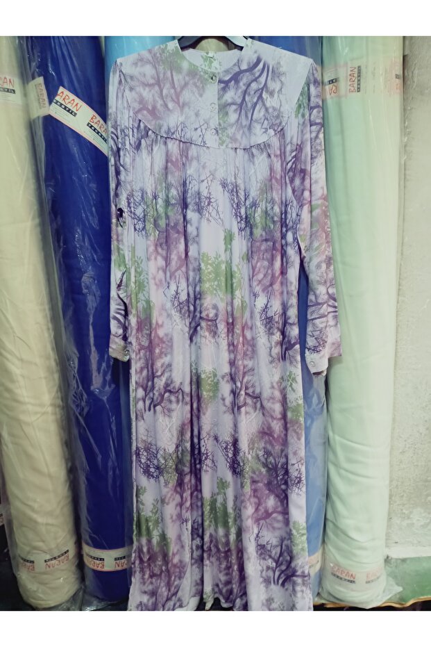Robadan Long Sleeve 100% Viscose Push Flower Mother Dress, Prayer Dress