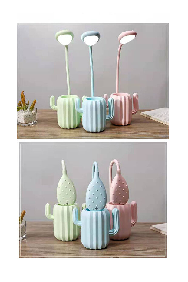 Creative Cactus Pen Holder Rotatable Desk Lamp - 7