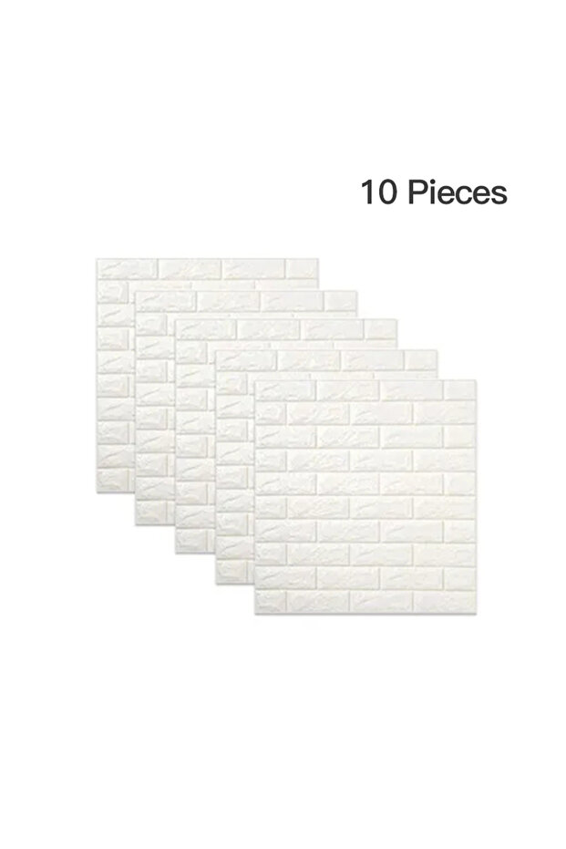 مجموعة ورق حائط من 5 قطع من الطوب الرغوي ثلاثي الأبعاد باللون الأبيض - 1