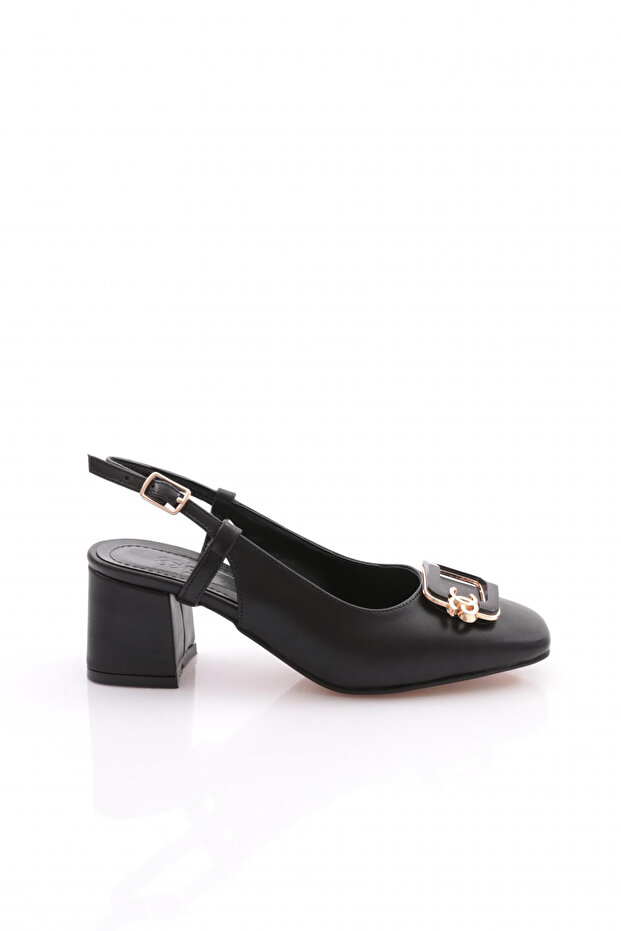Women's Open Back Heeled Shoes Black 352273539