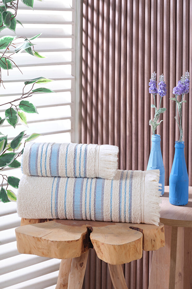 Retro Fridge Detail Blue Bathroom Towel Set 50X90 70X140