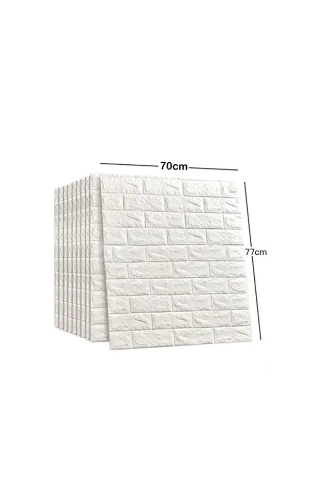 مجموعة ورق حائط من 5 قطع من الطوب الرغوي ثلاثي الأبعاد باللون الأبيض - 7