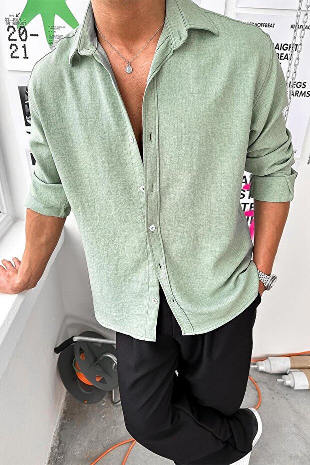 قميص أخضر أساسي مريح - 3