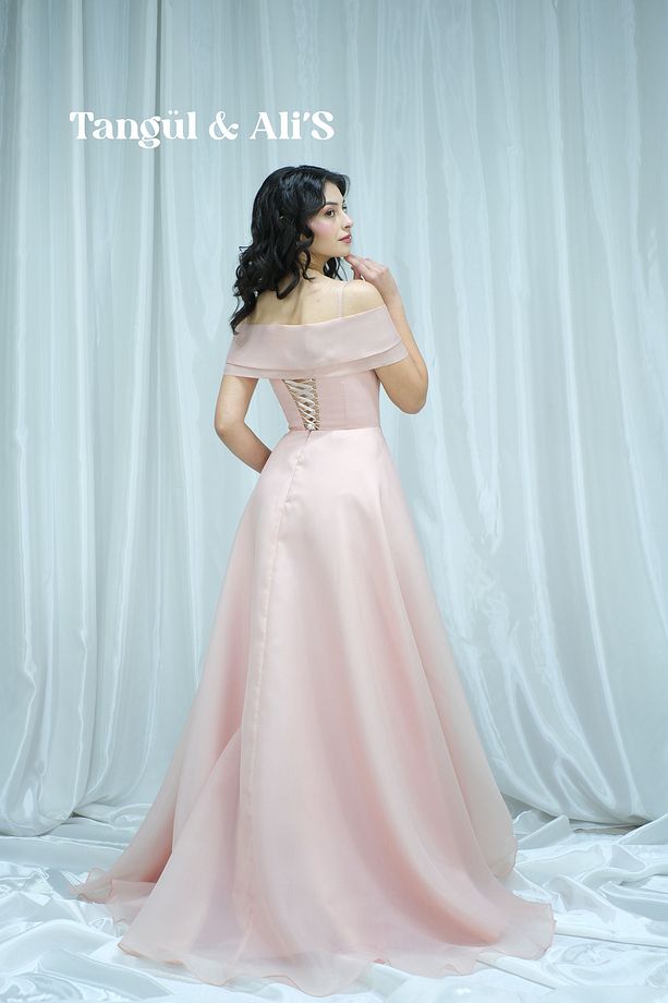 Çiçekli Maxi Pudra Pembesi Kloş Elbise - 3