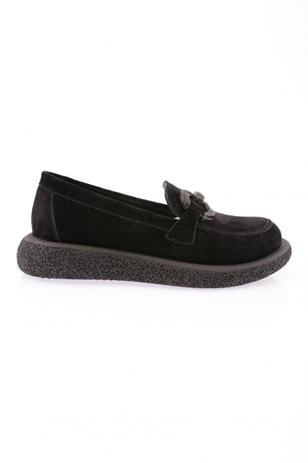 1504 Women's Accessory Loafer Shoes Black Suede