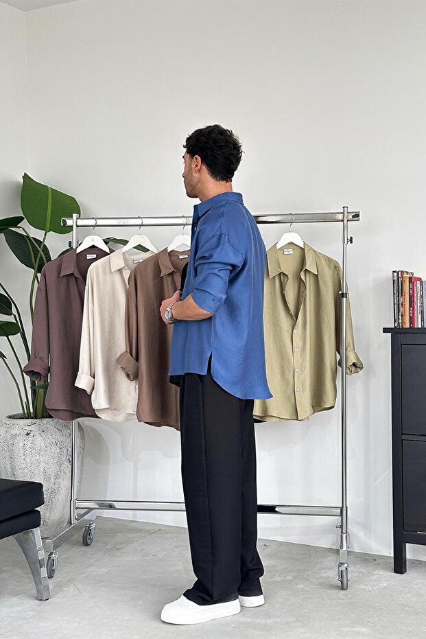 İndigo Soft Premium Oversize Gömlek - 3