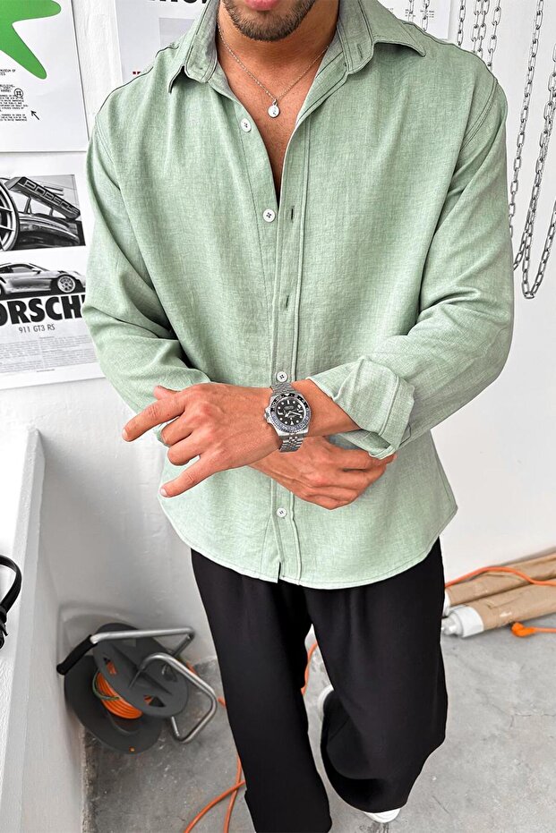 قميص أخضر أساسي مريح - 4