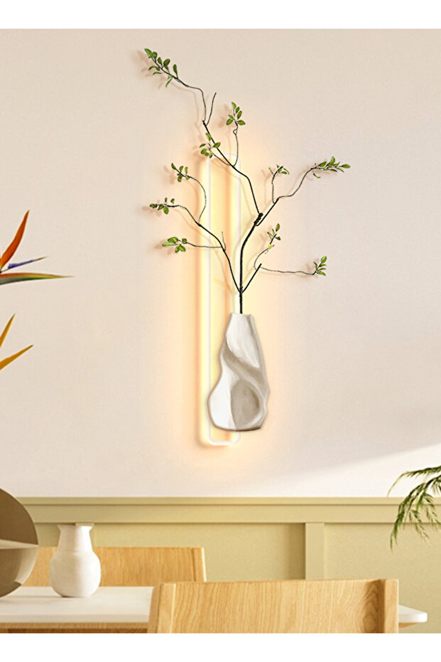 مصباح حائط LED فاخر بتصميم نباتات خضراء أكريليك لغرفة المعيشة