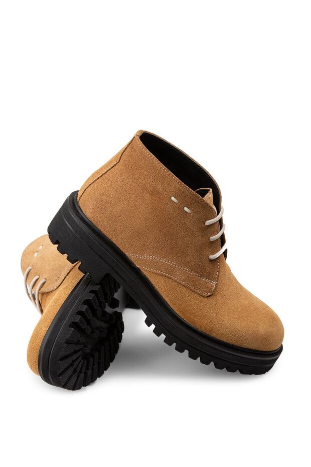 Hakiki Süet Bej Kadın Bot - 3
