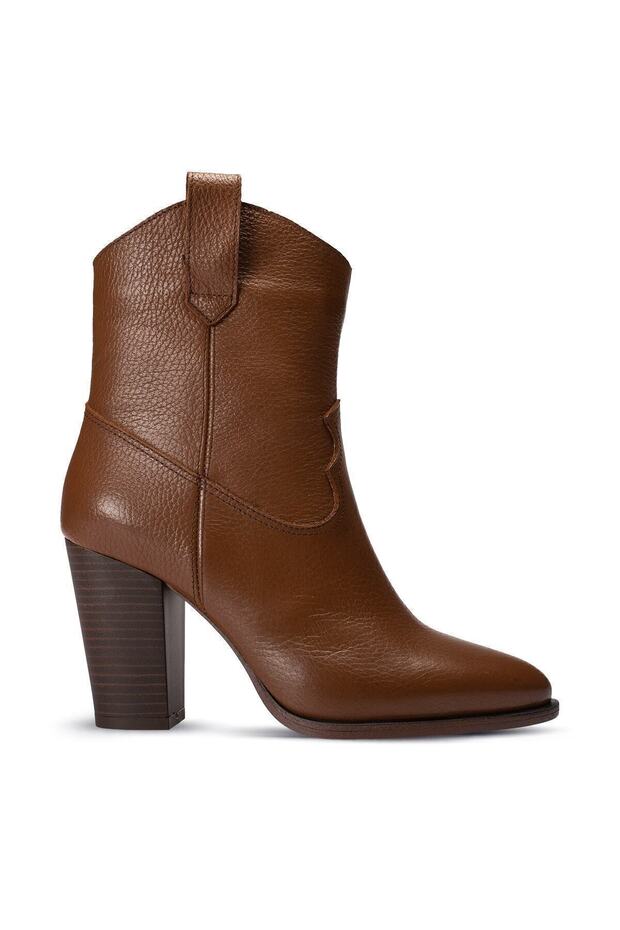 Hakiki Deri Taba Rengi Kadın Bot - 3