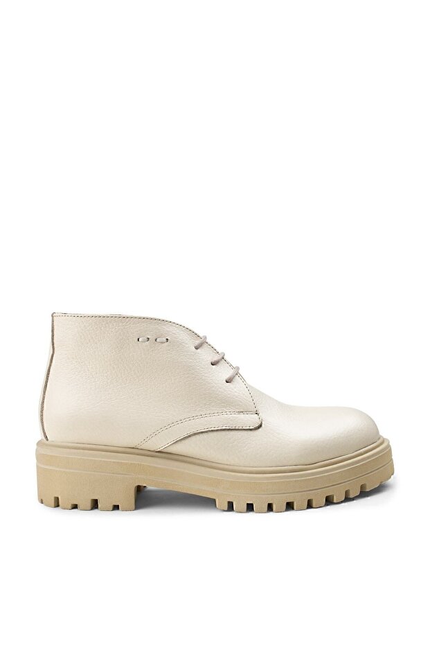 Hakiki Deri Bej Kadın Bot - 1