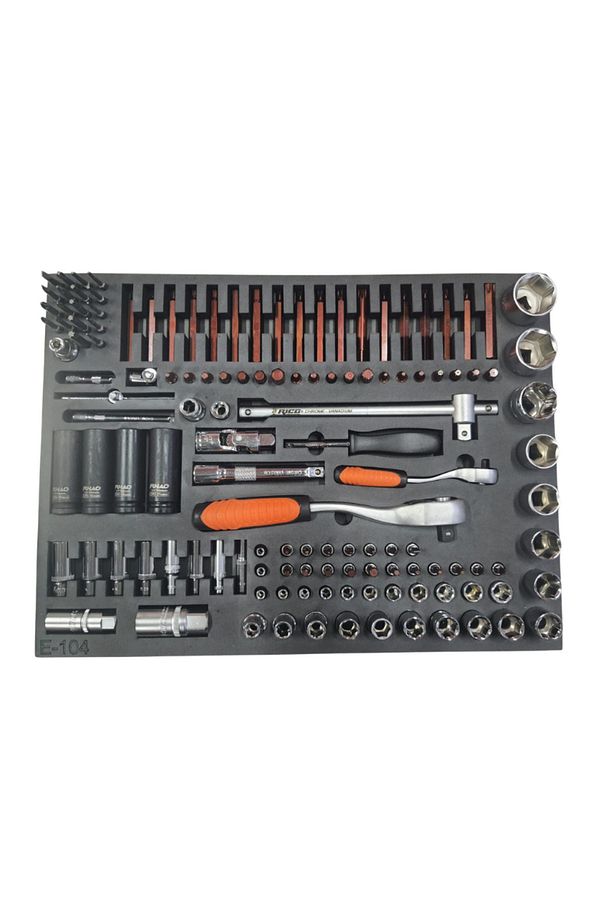 138 Parça EVA Süngerli 1/4 ve 1/2 Lokma Takımı ve Bits Uç Takımı Torx Ribe Allen Set - 1