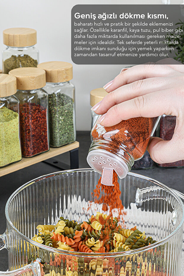 Set of 12 Spice Shakers with Bamboo Lids - Salt Shaker, Pepper Shaker and Angular Spice Set with Labels 120 ml - 6
