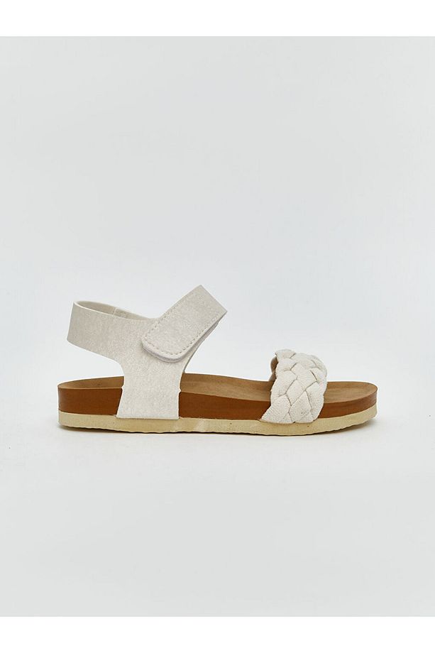 LCW STEPS Ekru Cırt Cırtlı Kız Çocuk Sandalet - 2