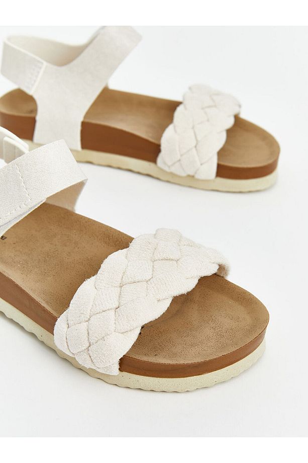 LCW STEPS Bej Cırt Cırtlı Kız Çocuk Sandalet - 3