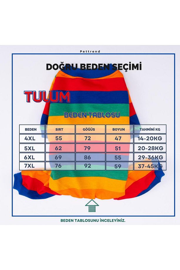 Ruby Gökkuşağı Orta ve Büyük Irk Köpek Pijaması - Köpek Tulumu - Köpek Kıyafeti (15 KG-45 KG) - 3