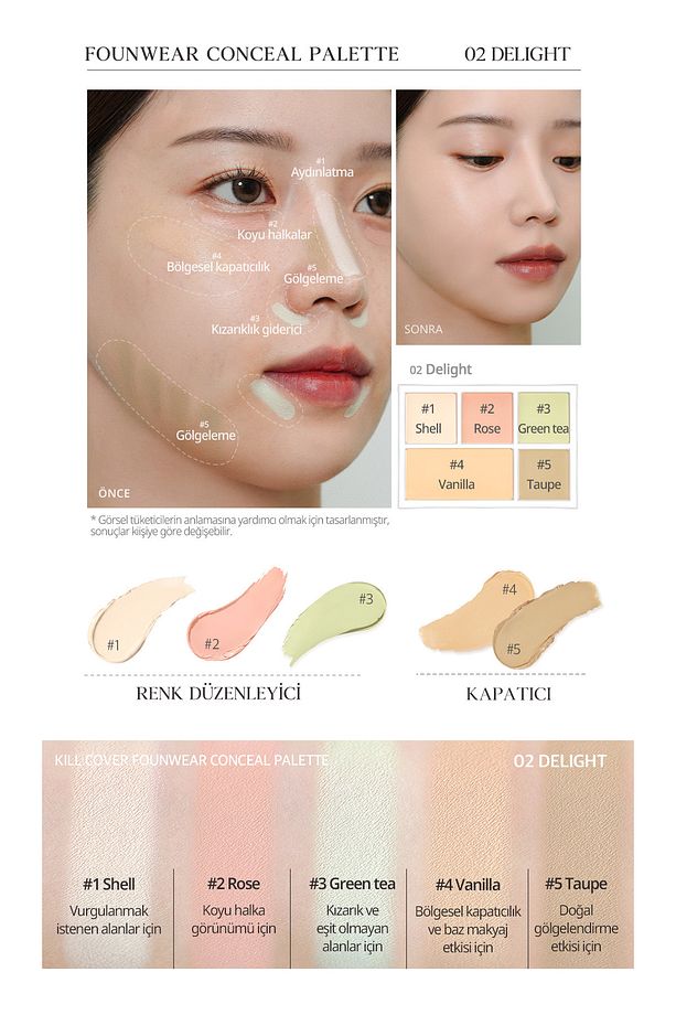 Kremsi Dokuya Sahip Concealer Paleti CLIO Kill Cover Founwear Conceal Palette (Delight) - 5