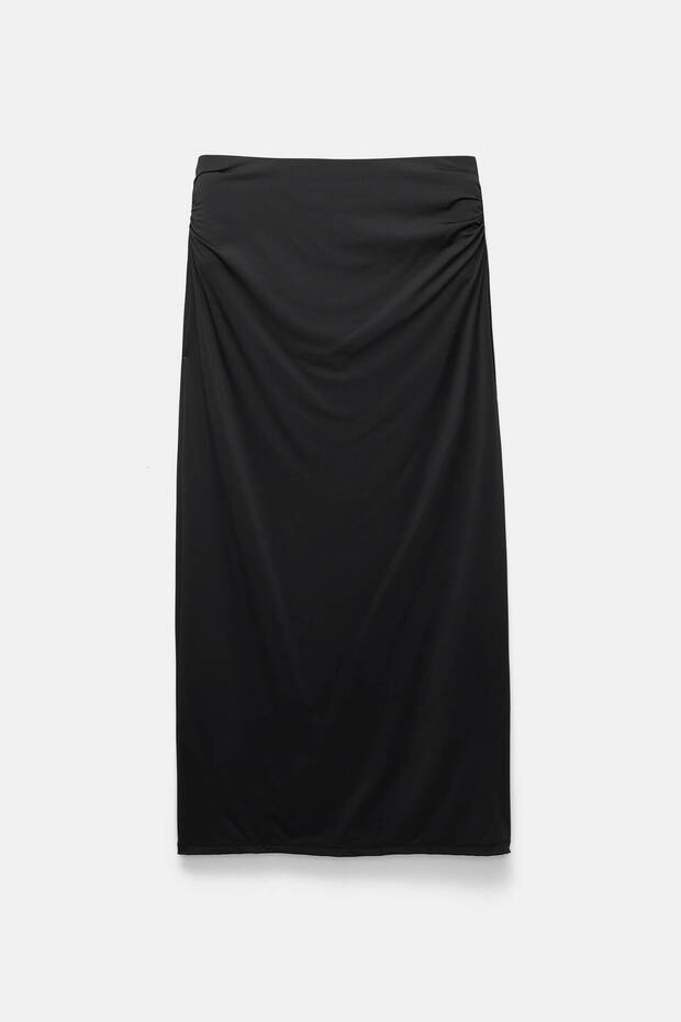 Büzgülü poliamid midi etek - 6
