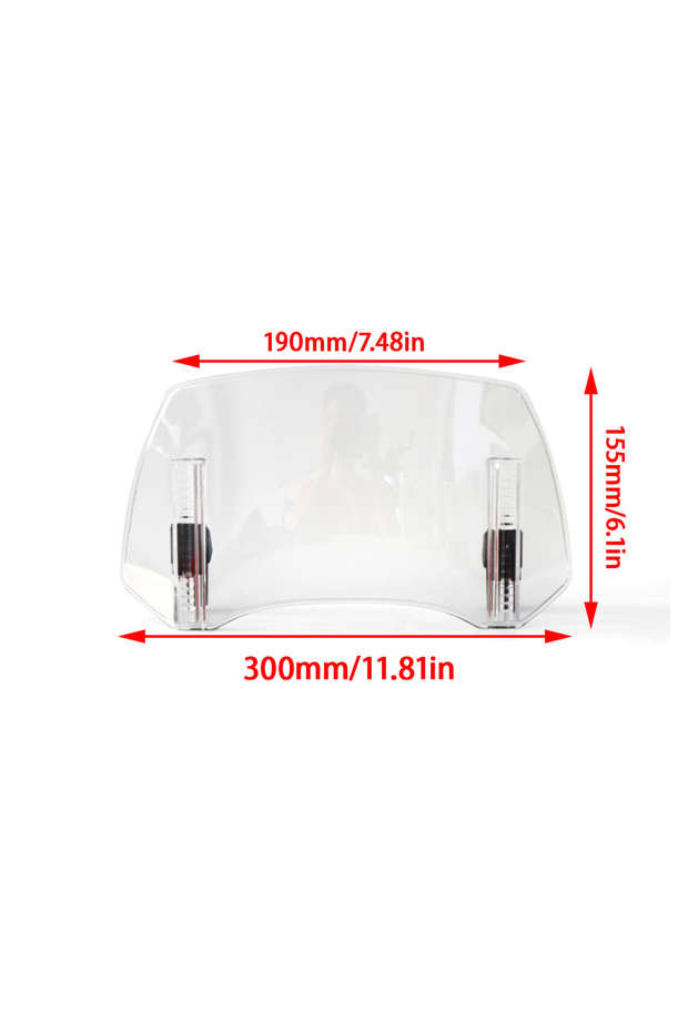 300cm Clear Universal Motorcycle Windshield Extension Adjustable Spoiler Clamp-On Windscreen Deflect