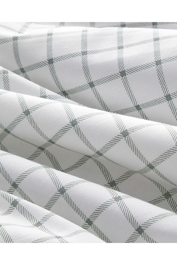 Simple Checks Kolay Ütülenir Tek Kişilik Nevresim Takımı 160x220 cm Seledon - 7