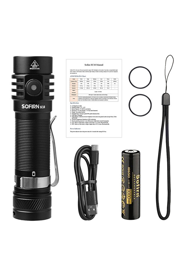 Lithium Metal green 6000-6500K Sofirn SC18 1800lm EDC Flashlight USB C Rechargeable SST40 LED 18650