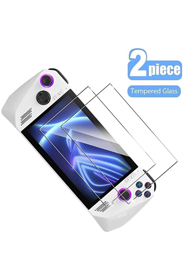 قطعتان من 2/3 قطع من غشاء واقي من الزجاج المقوى لهاتف Asus ROG Ally واقي شاشة بحافة منحنية مضاد للخدش