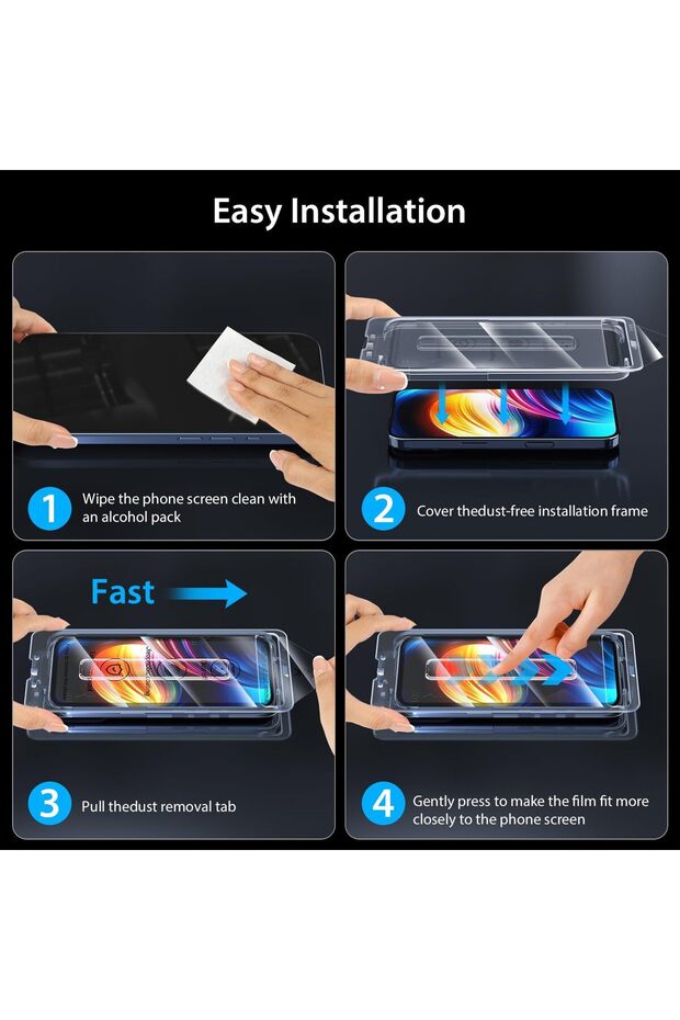 iPhone 14 Pro Max Screen Protector Full Covering Easy Installation with Automatic Alignment Apparatus Apply Yourself - 3