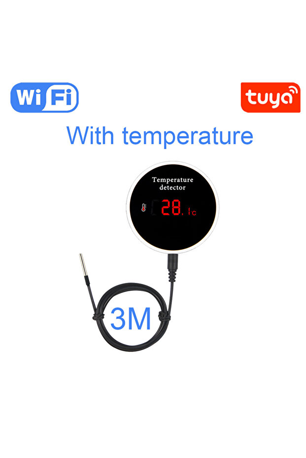 مع درجة الحرارة 3M Haozee Tuya Smart WIFI ترمومتر مع مسبار درجة حرارة خارجي شحن USB أو