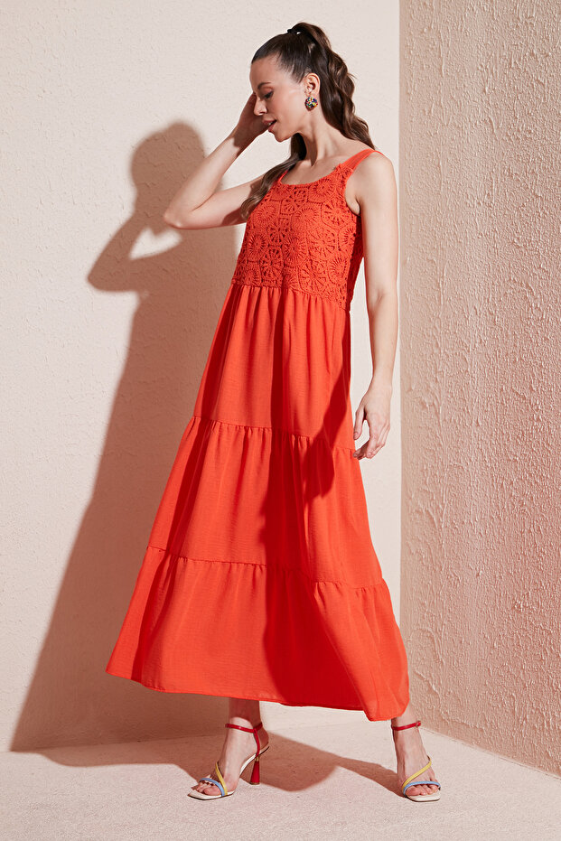 Relaxed Fit Flounced Long Dress Dress 611El010