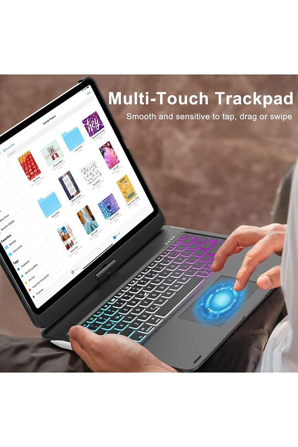 Apple iPad Pro 13inç M4 2024 Kılıf Kablosuz Dönebilen Klavyeli Kılıf Keyboard A2925 A2926 A3007 - 3