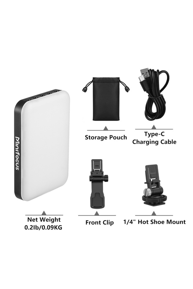 ضوء فيديو Minifocus Selfie Light، 60 مصباح LED 2200 مللي أمبير في الساعة، ضوء ملء الهاتف المحمول القابل لإعادة الشحن، 7 أوضاع، 10 مصابيح