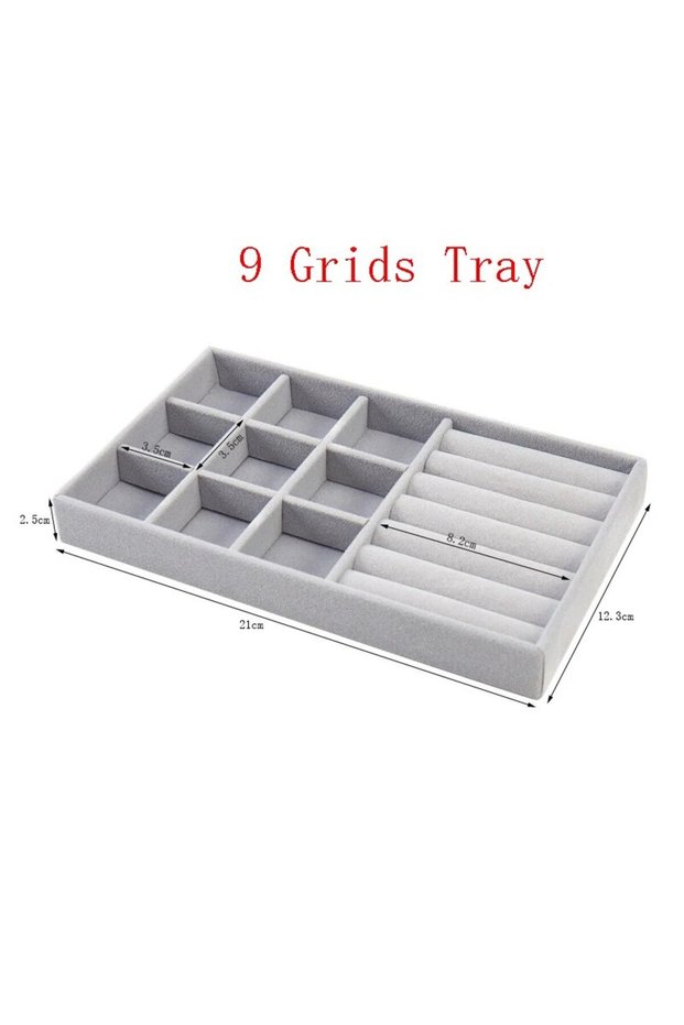 9 Grid plate New Jewelry Organizer Velvet Jewelry Storage Tray Display Ring Bracelet Necklace Storag