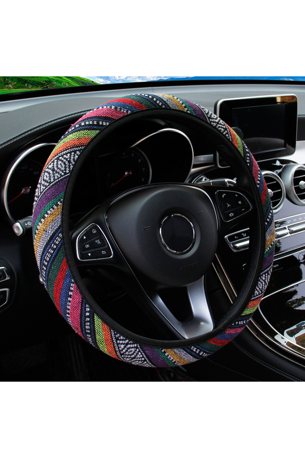 Colours Bohemian Style Linen Breathable Non-slip Car Ornament without Inner Ring Steering Wheel Cove