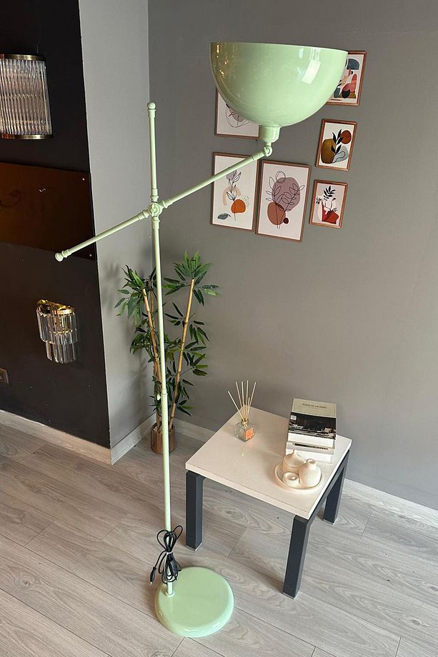 Mint Lambader Hareketli Başlık Modern Dekoratif Metal Oturma Odası Çalışma Odası Zemin Lambası - 6