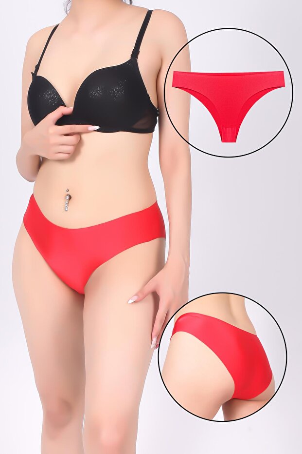 Women's Bonding Laser Cut Panties - Kts4055 Red