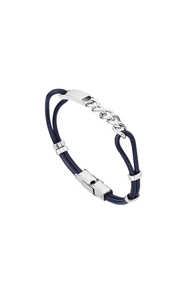 Ars082 Men's Leather Steel Bracelet
