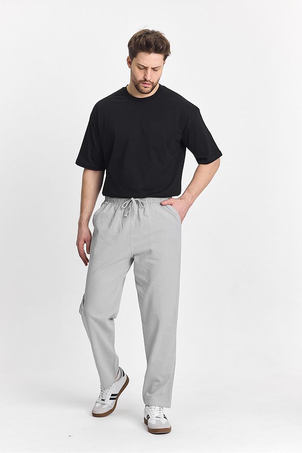 Erkek Gri Renk Regular Fit Basic Pantolon - 7