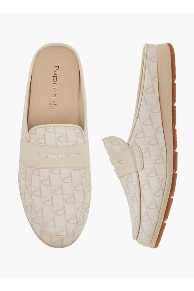 Paprika Monogram Print Slip-On Mules - 1