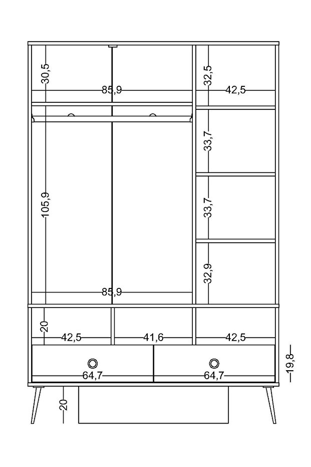 Nirvana 3 Kapaklı Dolap - 6