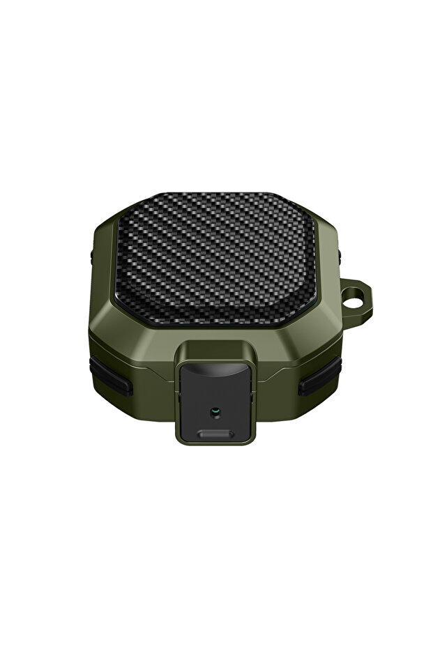 Army Green Carbon Fiber Switch Lock Earphone Case For Buds 2 Pro FE Live Cover Full Protectio...