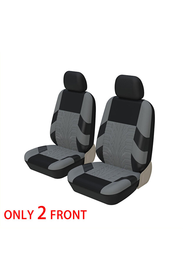Y33376-GRAY-4PCS Car Seat Covers Full Set Front Split Rear Bench For Car Universal Cloth SUV Sedan V
