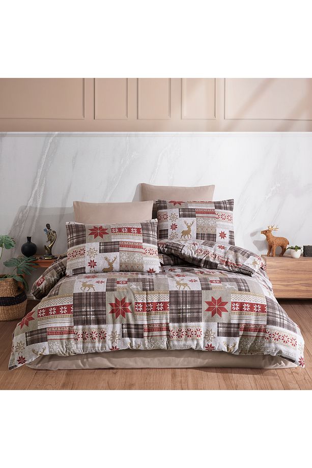 %100 Pamuklu Flanel ( Pazen ) Kumaşından Tek Kişilik Nevresim Takımı - 1