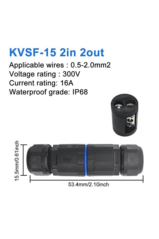 KVSF-15 2 في 2 خارج موصل كابل مقاوم للماء IP68 اتصال سريع KVSF-15 2 في 2 خارج 2/3/4/5 دبوس E