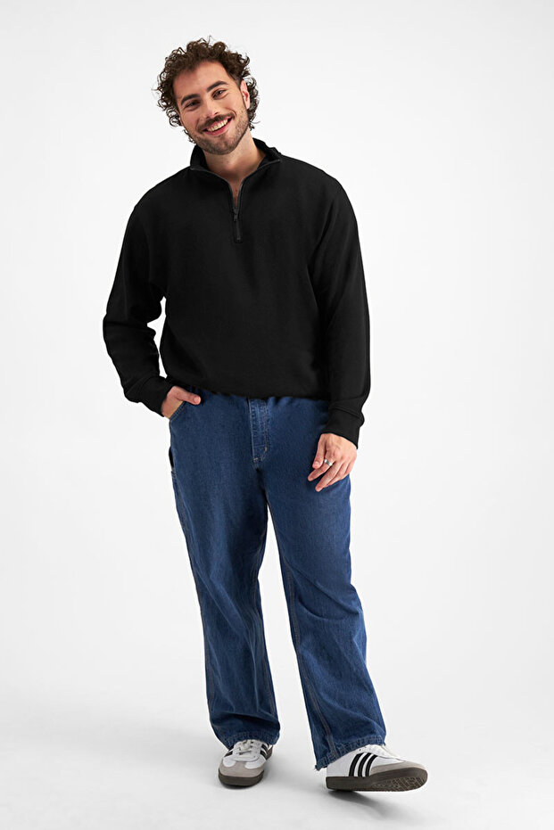 سترة رجالية أساسية بثلاثة خيوط نصف سحاب - 3